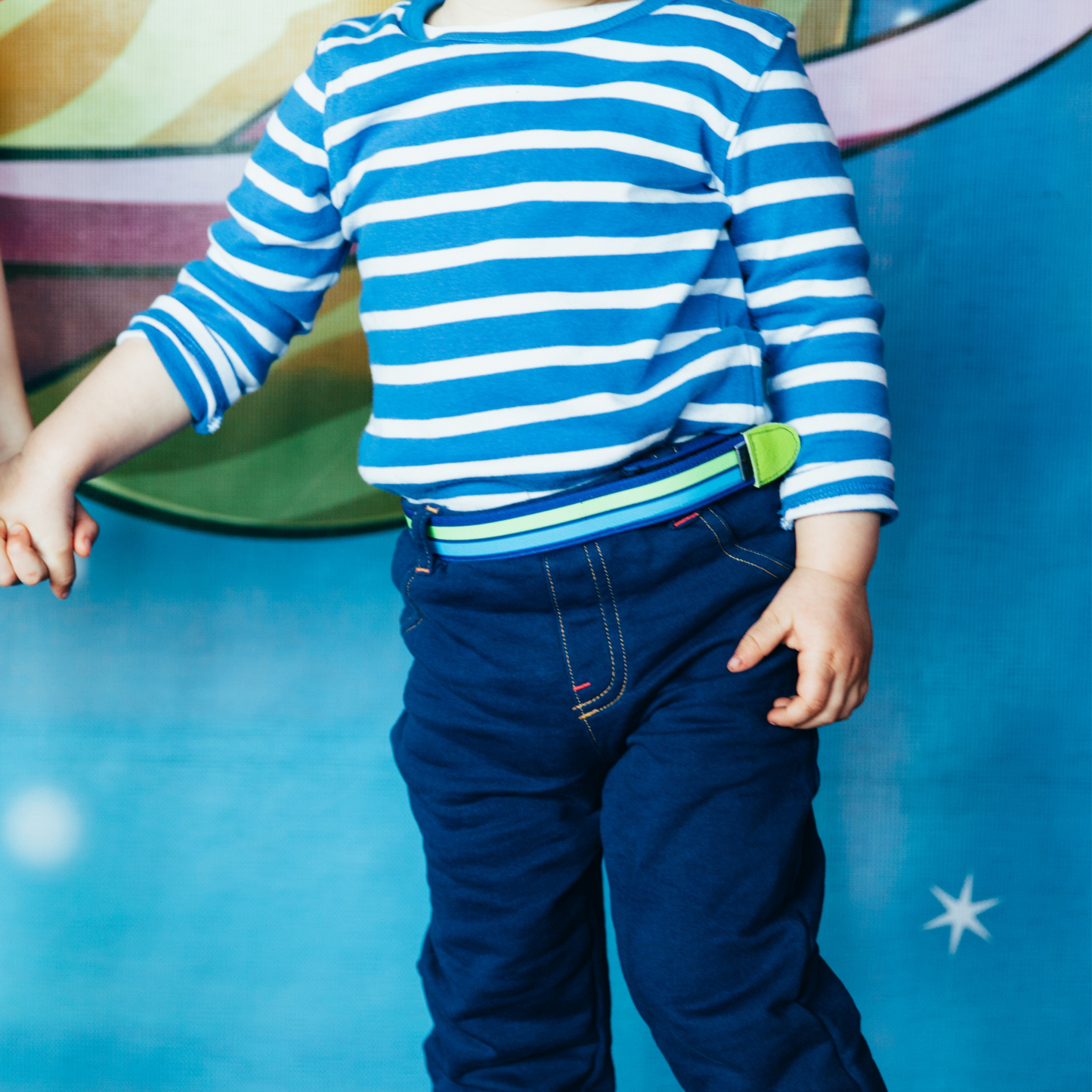 Kindergürtel Streifen grün-blau