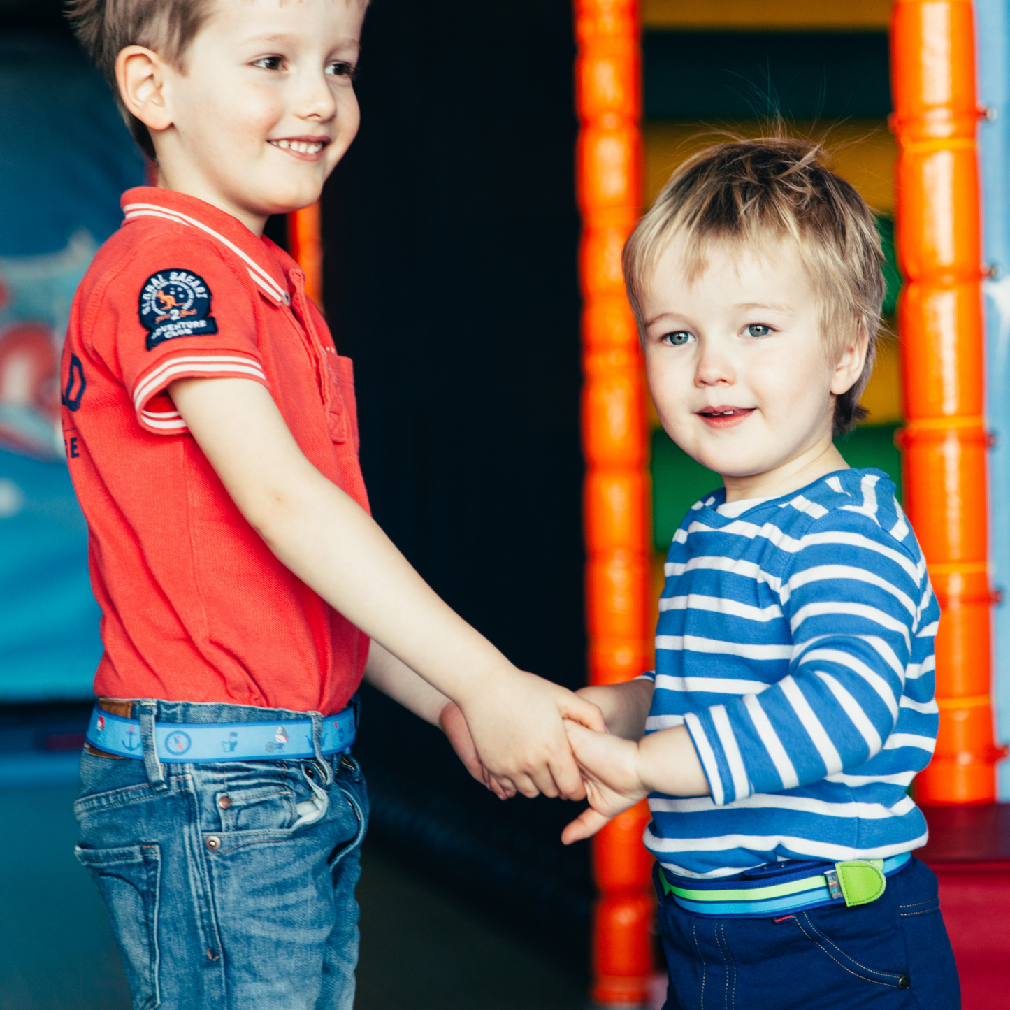 Kindergürtel Streifen grün-blau