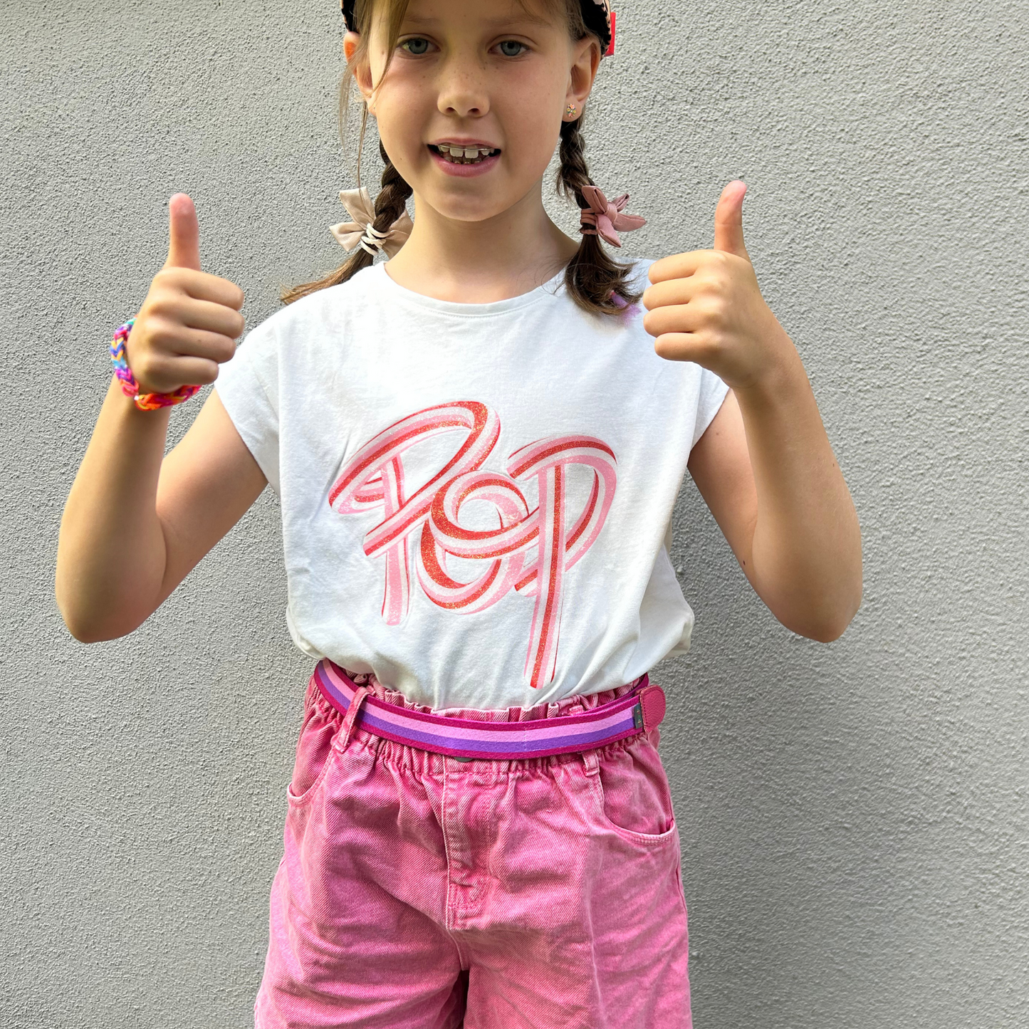 Kindergürtel Streifen pink